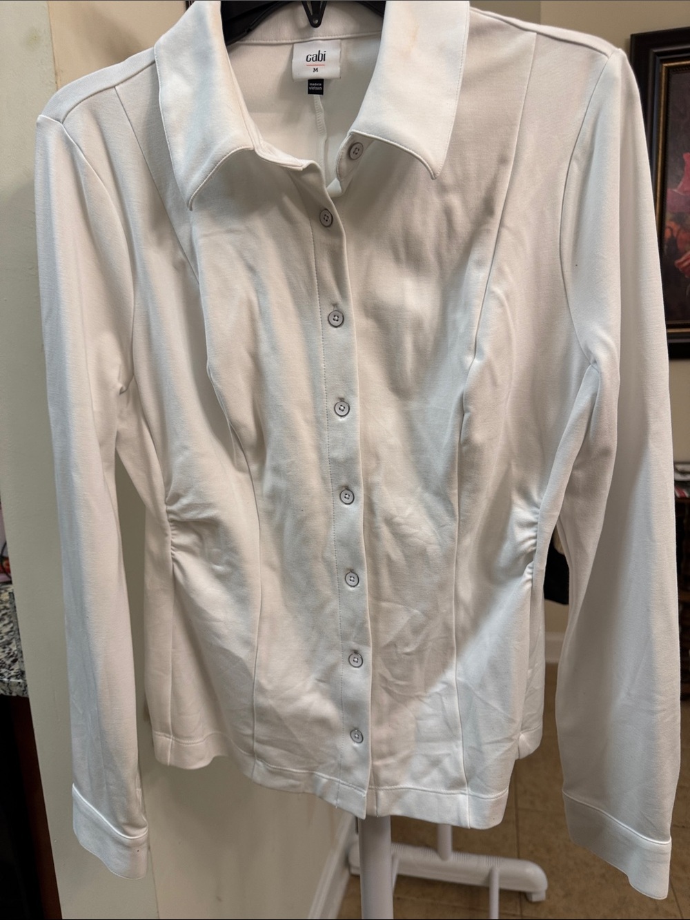 CAbi White Button-Front Long Sleeve Shirt